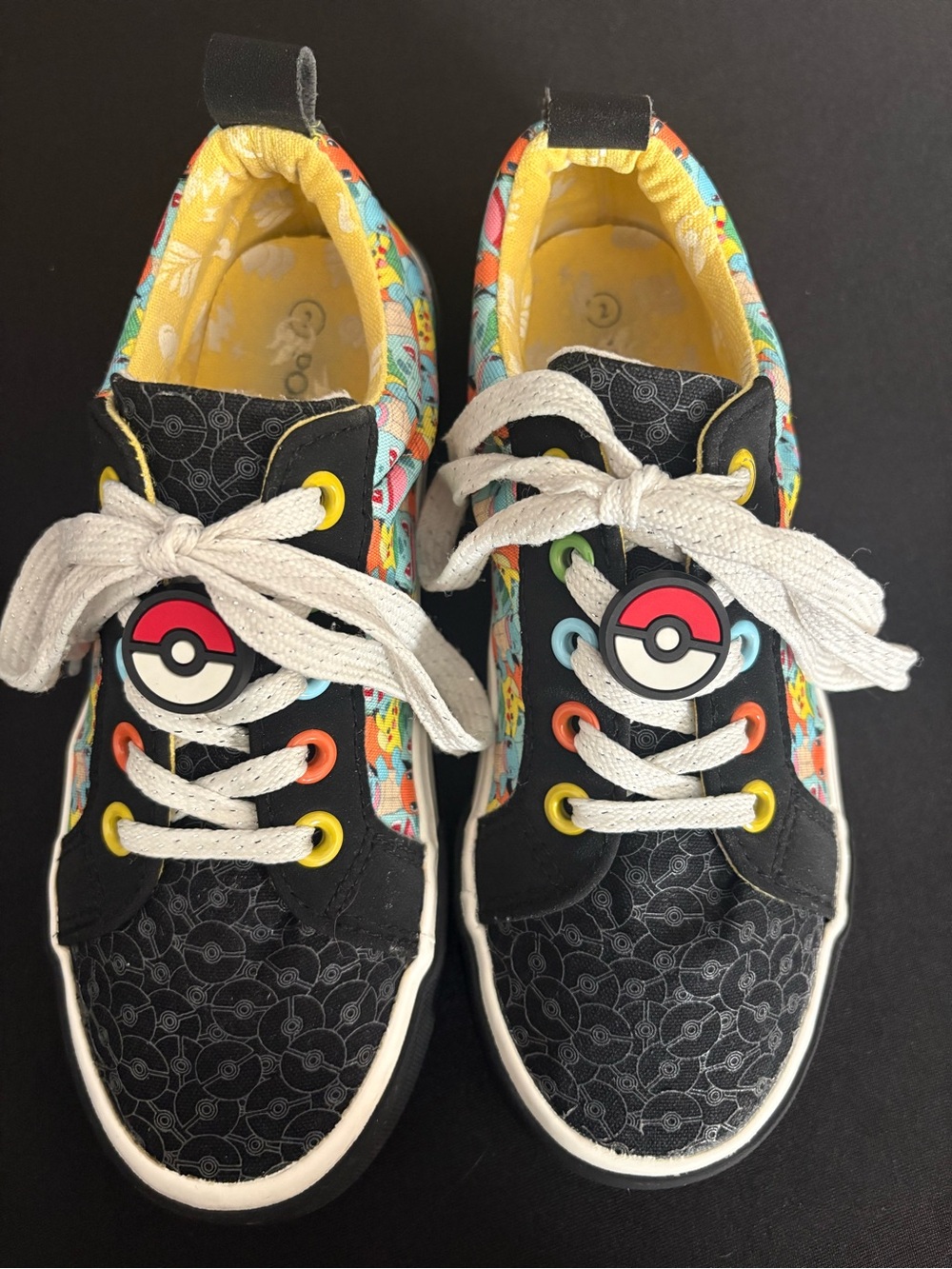 Kids Black and Multi-Color Pokemon Character Lace-Up Sneakers
